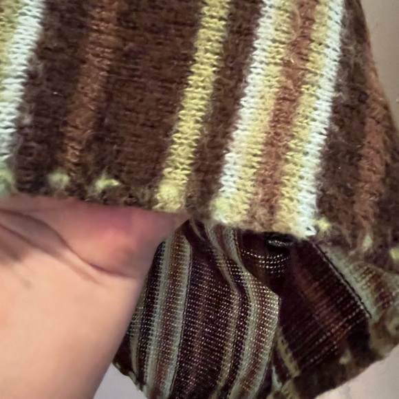 Handmade by Seller Poncho, Kimono One Size Fits Most Green, Brown Stripe - Picture 7 of 11